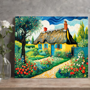 raxxa Canva: Charming Thatched Cottage with Lush Garden