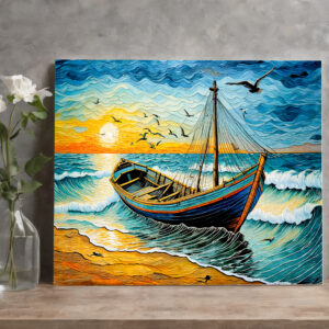 raxxa Canva: Boat on Calm Waters at Sunset