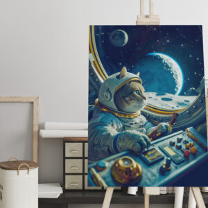 raxxa Canva: Curious Space Cat Exploring the Infinite Universe Beyond Stars