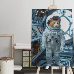 raxxa Canva: Scottish Fold cat inside space capsule