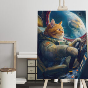 raxxa Canva: Orange cat piloting spacecraft in orbit