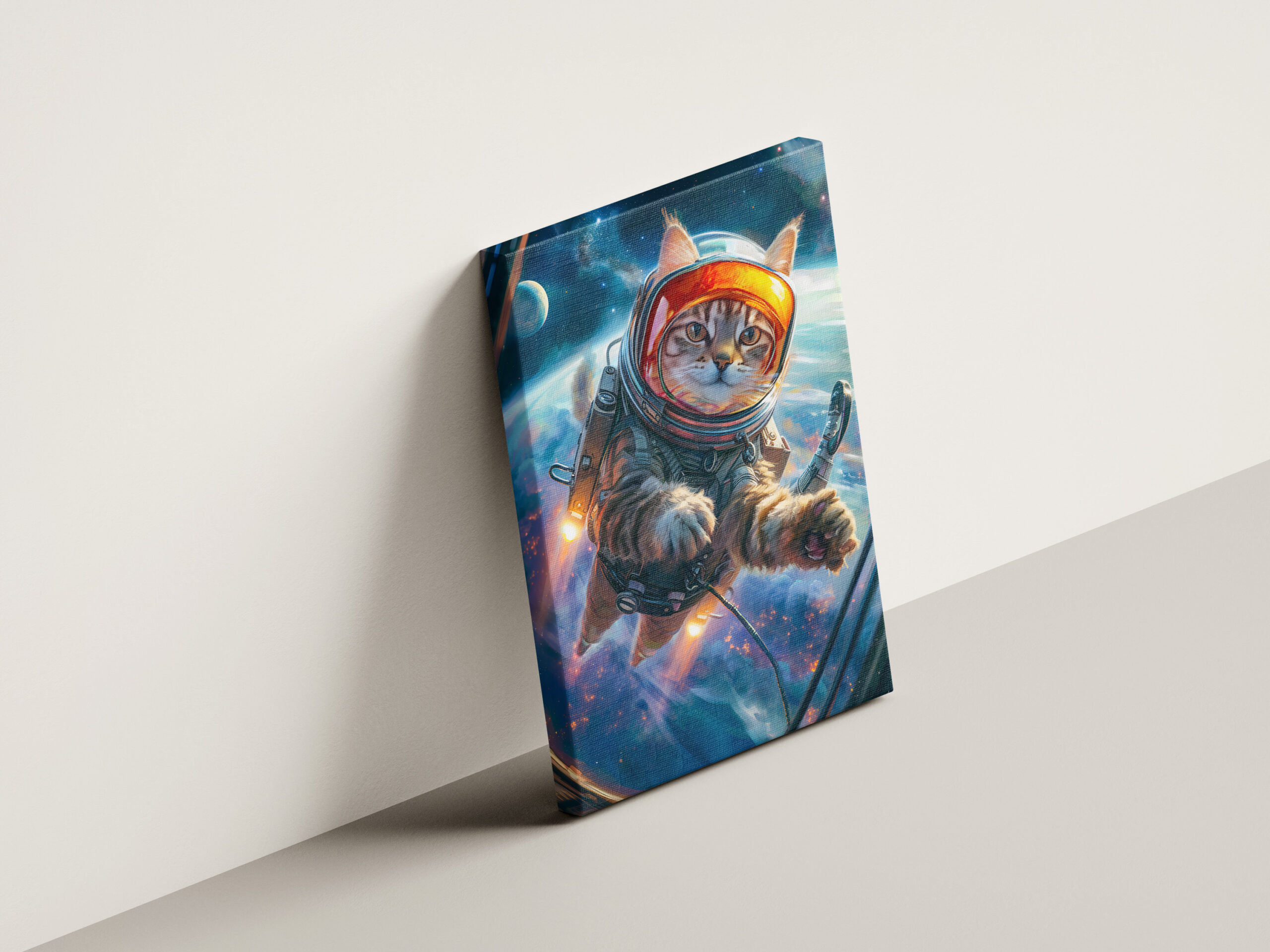 raxxa Canva: Cosmic Cat Adventurer Drifting Weightlessly Among Distant Planets – Image 2