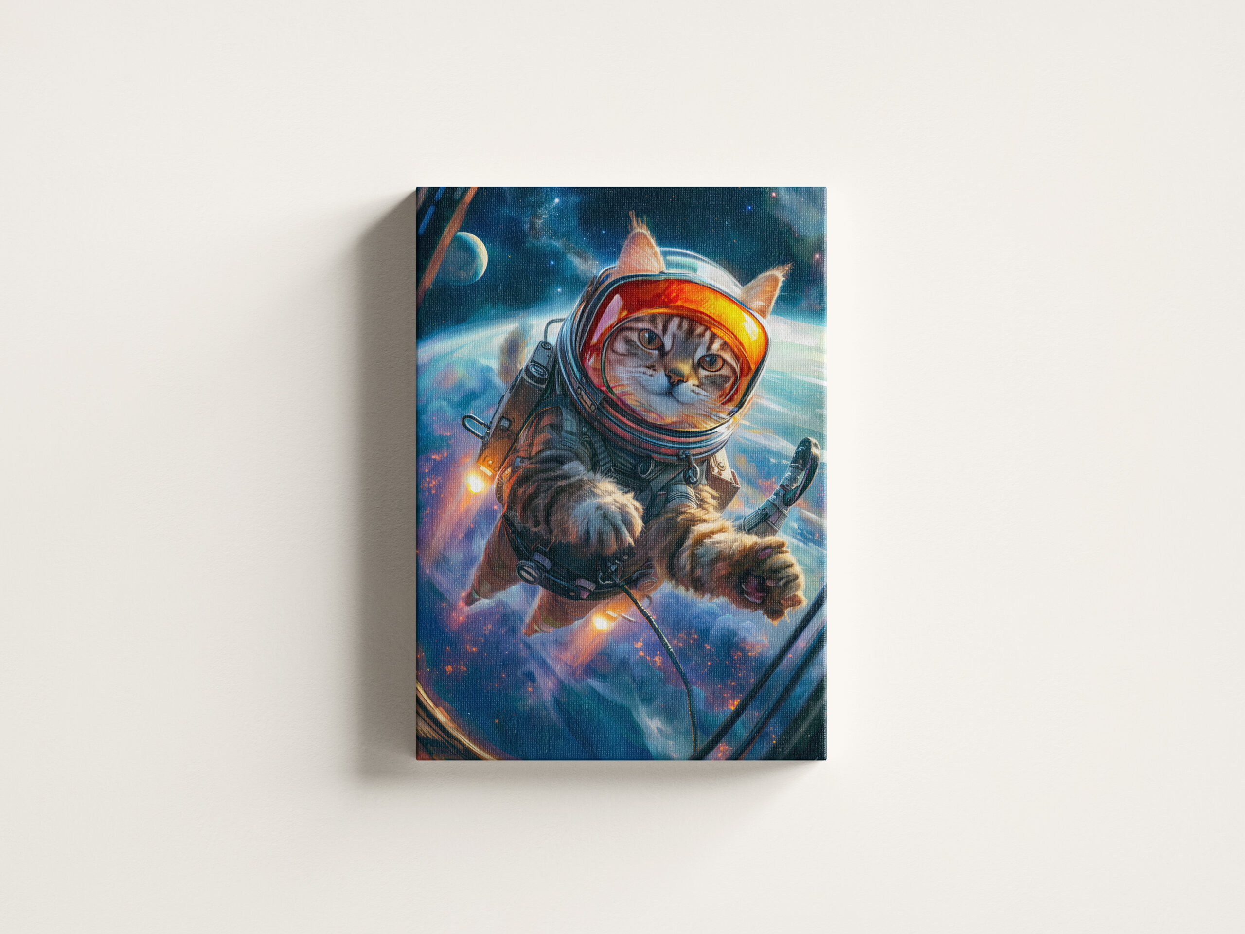 raxxa Canva: Cosmic Cat Adventurer Drifting Weightlessly Among Distant Planets – Image 3
