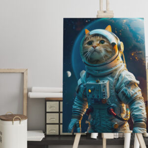 raxxa Canva: Tabby cat in astronaut suit near Earth
