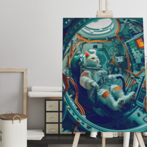 raxxa Canva: Astronaut Cat on a Mission Across the Endless Galaxy Skies