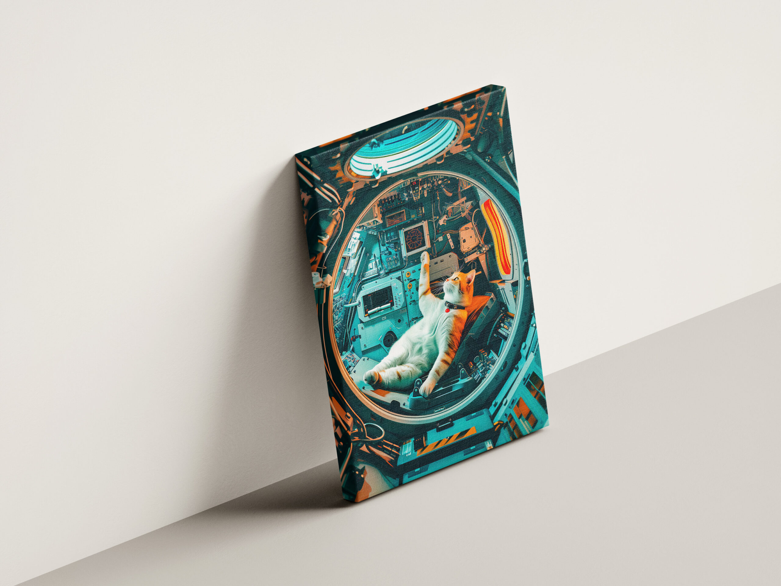 raxxa Canva: Orange and white cat in spacecraft cockpit - Image 3