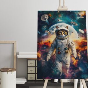 raxxa Canva: Galactic Explorer Cat Dreaming Beneath the Light of a Supernova