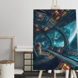 raxxa Canva: Curious Space Cat Exploring the Infinite Universe Beyond Stars