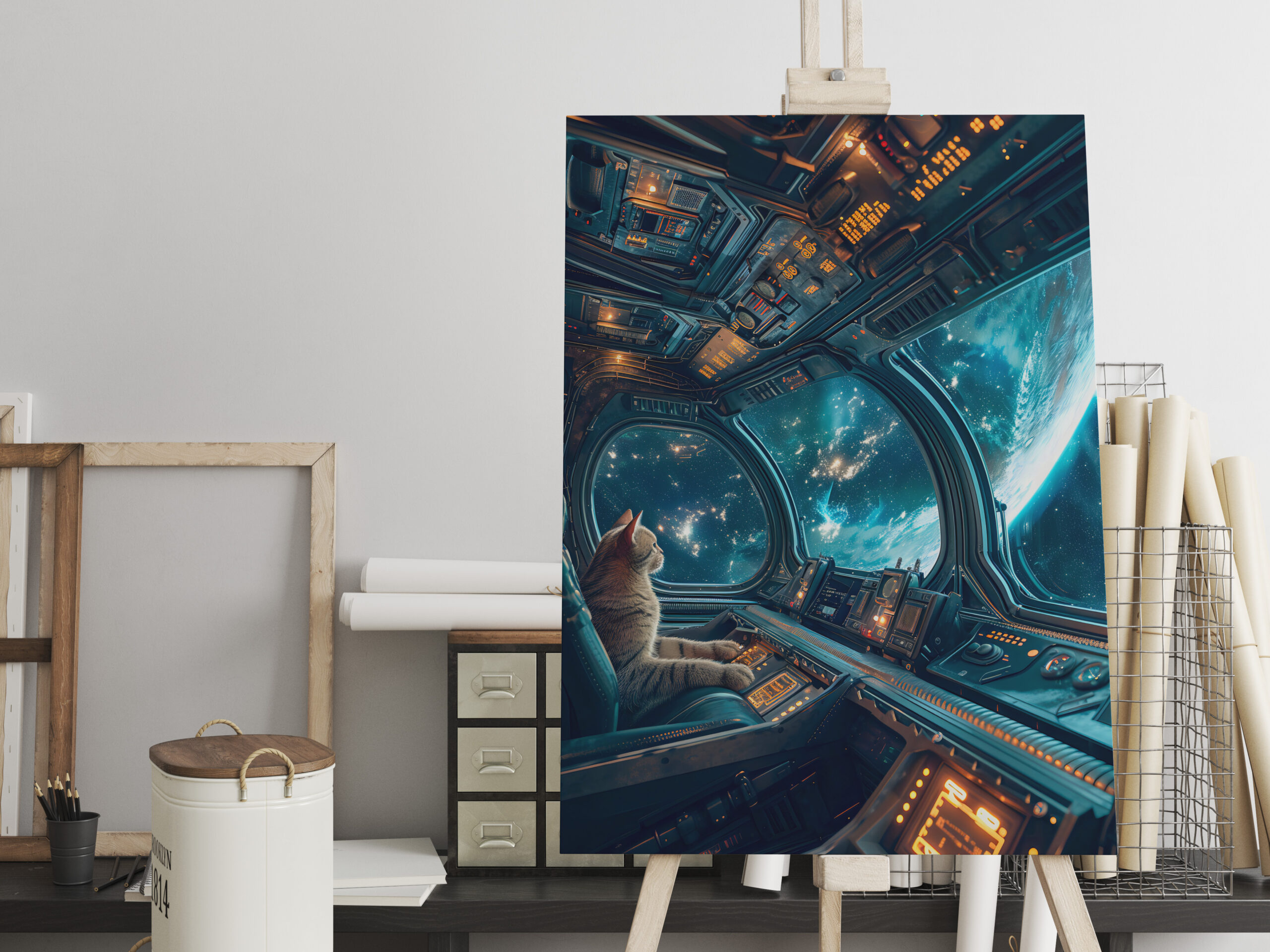 raxxa Canva: Curious Space Cat Exploring the Infinite Universe Beyond Stars