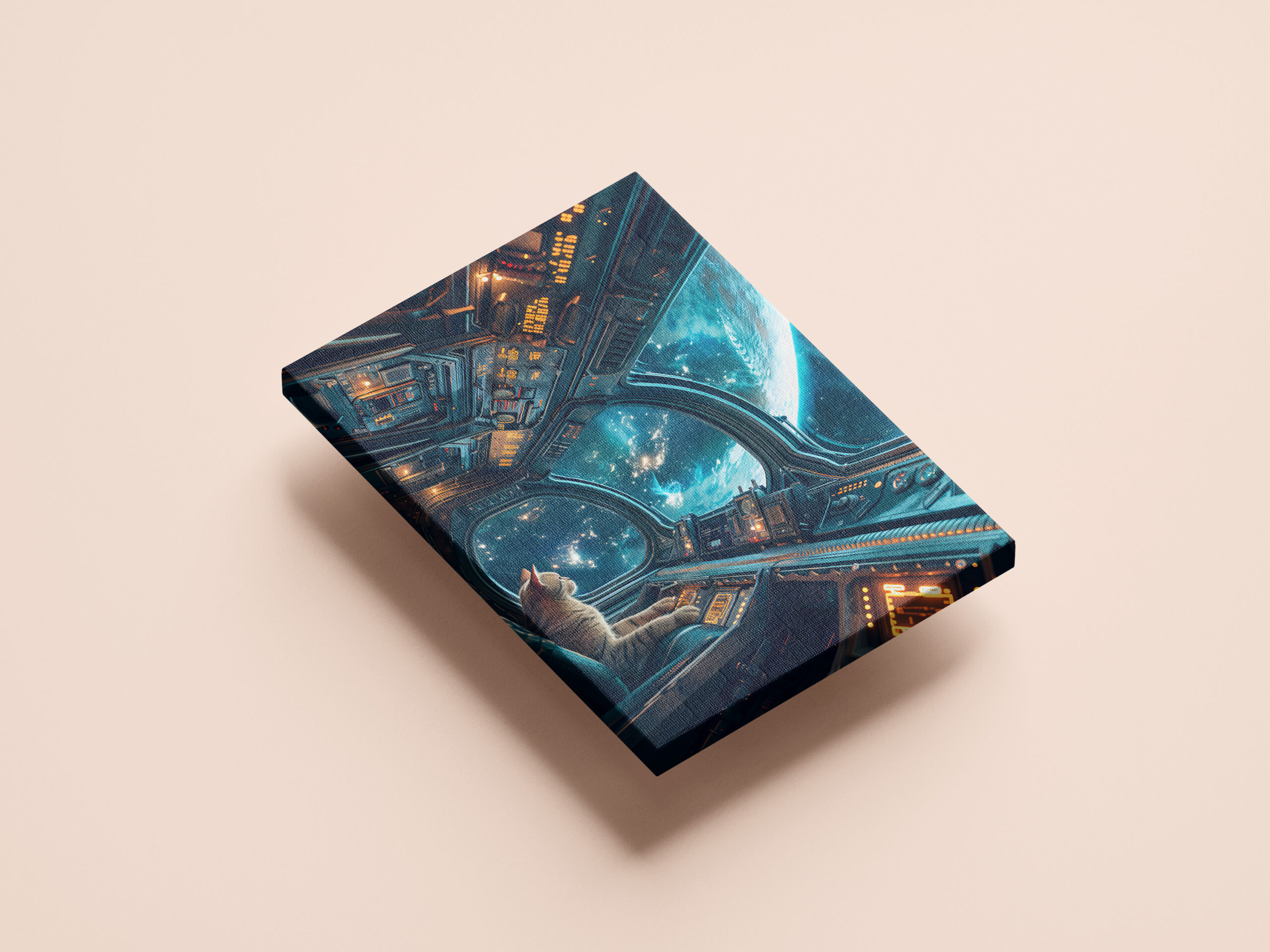 raxxa Canva: Curious Space Cat Exploring the Infinite Universe Beyond Stars - Imagen 3