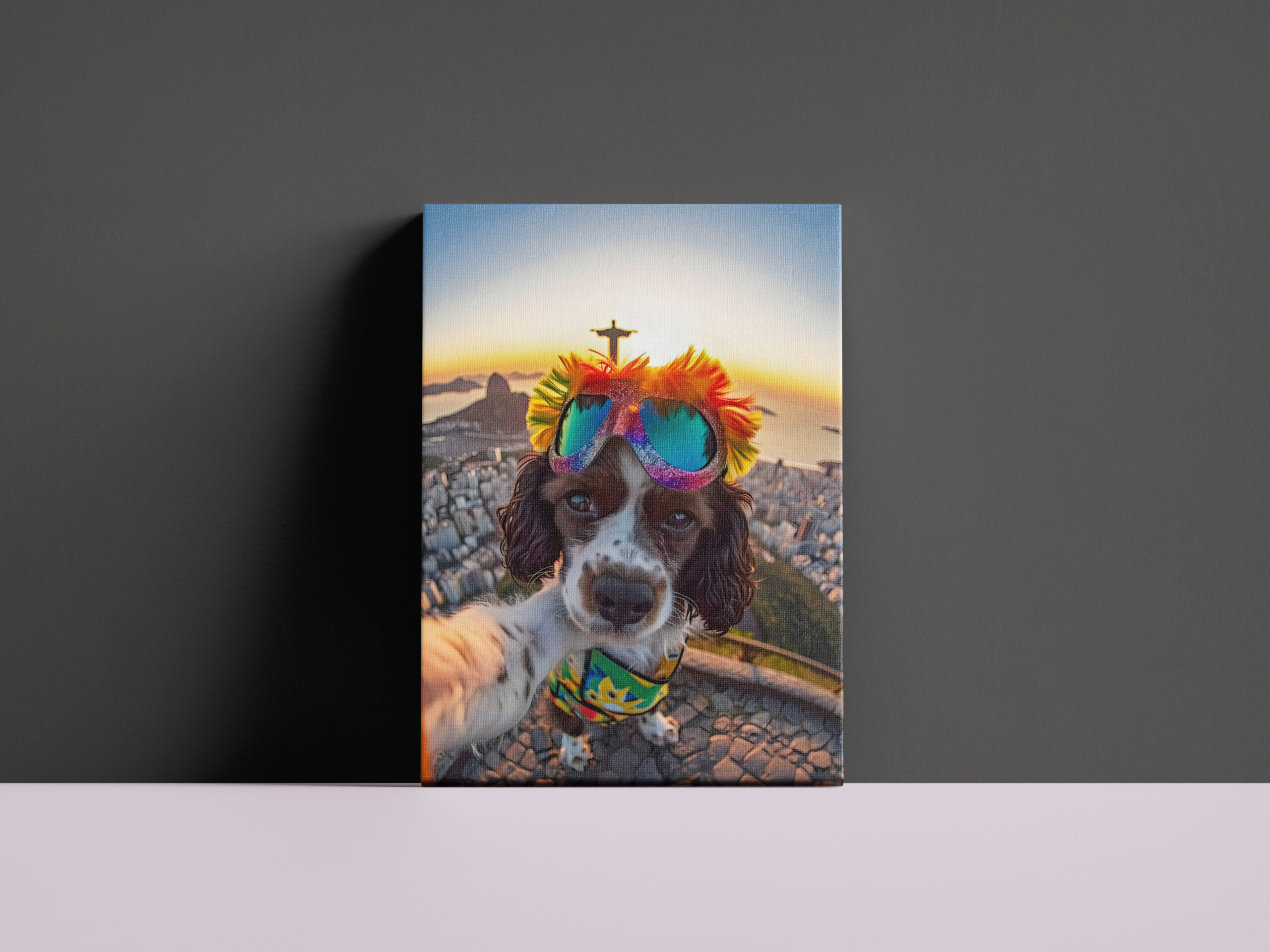 raxxa Canva: King Charles Cocker Spaniel Takes Selfies at Rio de Janeira Brazil