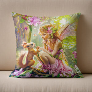 Kissen: Flower Fairy and Playful Squirrel