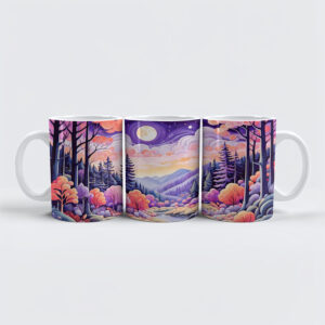 raxxa Premium-Tasse: Colorful Autumn Landscape with Stream under Moonlight