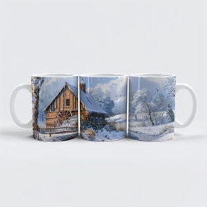 raxxa Premium-Tasse: Rustic Winter Barn by Frozen Stream