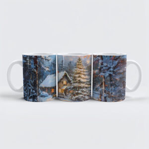 raxxa Premium-Tasse: Cozy Winter Cottage with Christmas Tree