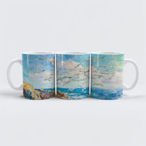 raxxa Premium-Tasse: Seagulls Over Waves Impressionist Ocean Scene