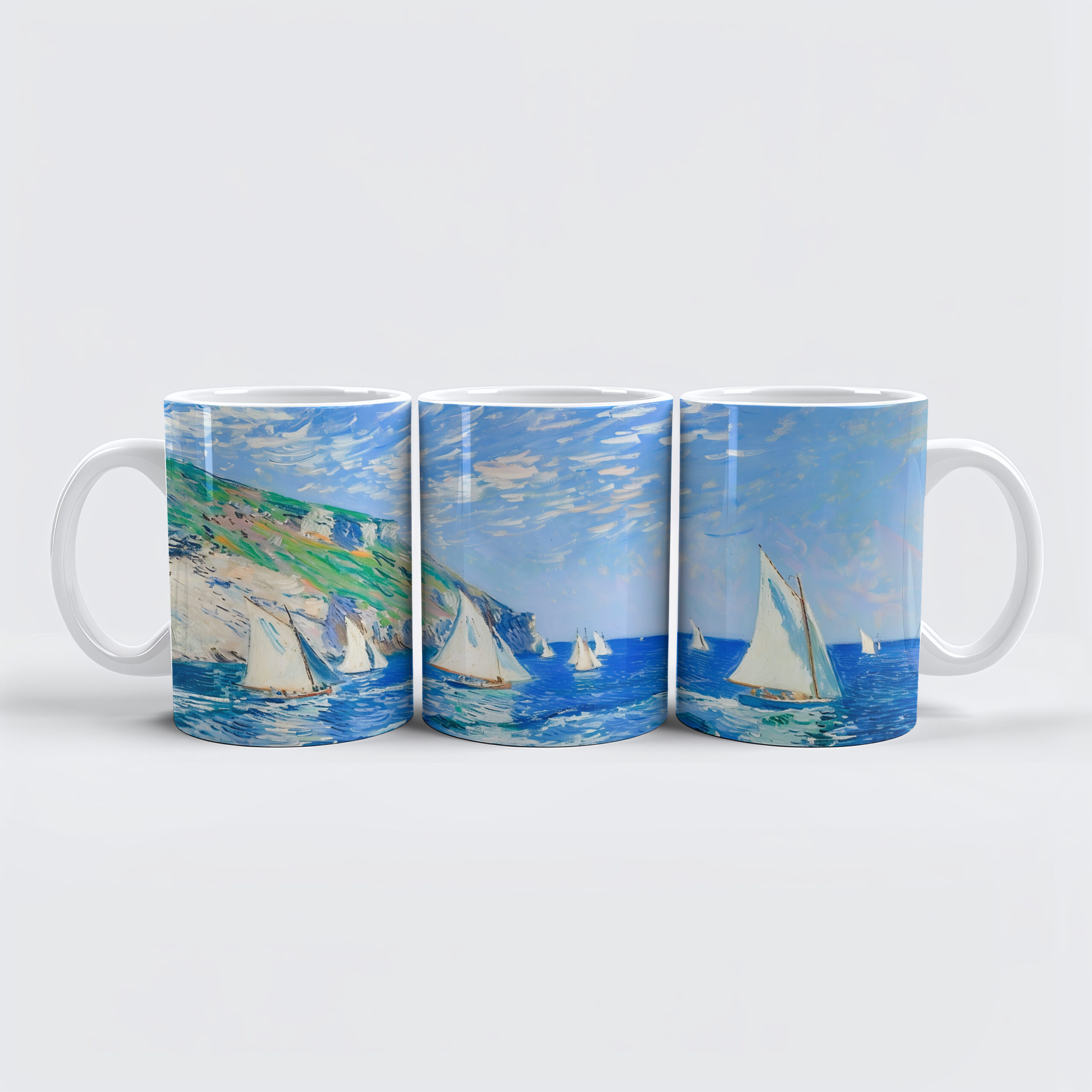 raxxa Premium-Tasse: Sailboats on Calm Waters Impressionist Painting