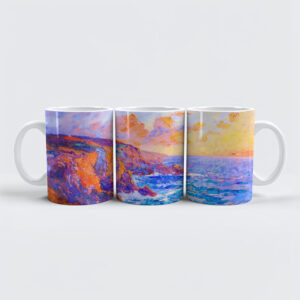 raxxa Premium-Tasse: Cliffs in Fiery Sunset Impressionist Landscape