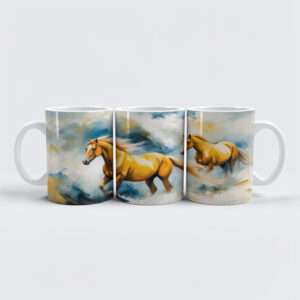 raxxa Premium-Tasse: Two Chestnut Horses Running Through Red Sand