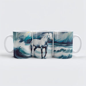 raxxa Premium-Tasse: White Horse in a Stormy Sea