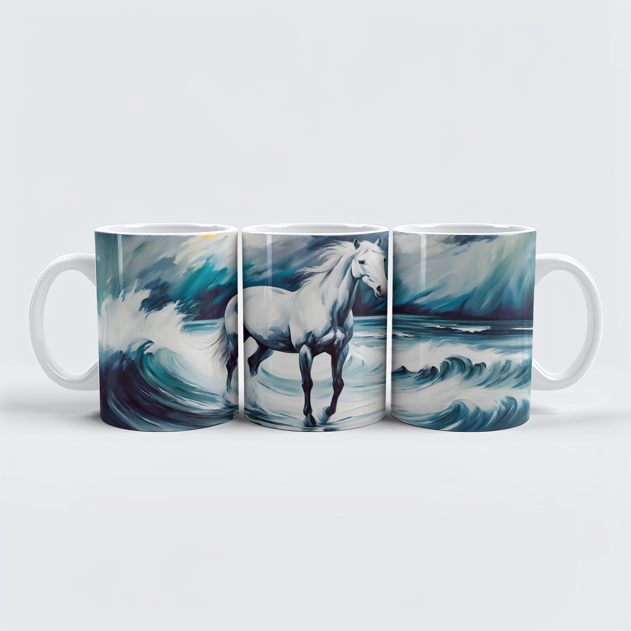 raxxa Premium-Tasse: White Horse in a Stormy Sea