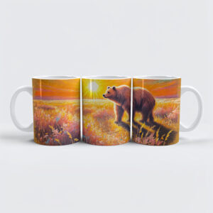 raxxa Premium-Tasse: Brown Bear in Snowy Forest Pastel Chalk Art