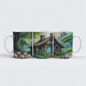 raxxa Premium-Tasse: Enchanting Cottage with Tulip Garden