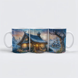 raxxa Premium-Tasse: Charming Winter Cottage with Festive Lights