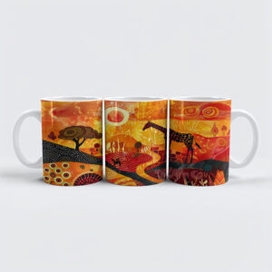 raxxa Premium-Tasse: African giraffes in tribal painting style