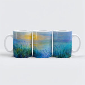 raxxa Premium-Tasse: Blue Grasslands at Sunrise at morning