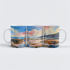 raxxa Premium-Tasse: Girls and Dog by Lighthouse Shore watercolor painting