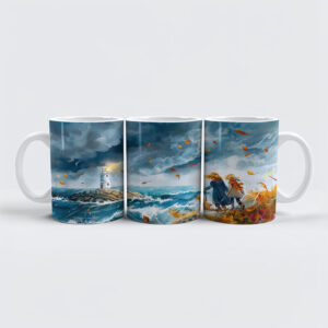 raxxa Premium-Tasse: Lighthouse View in Autumn Storm from Cliff