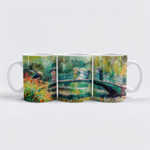 raxxa Premium-Tasse: People on garden bridge with water lilies