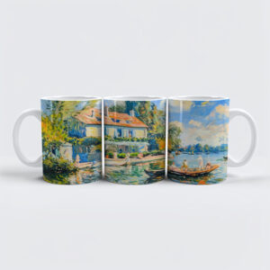 raxxa Premium-Tasse: House by the lake with boat