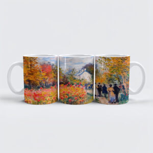 raxxa Premium-Tasse: Group walking in autumn garden with flowers