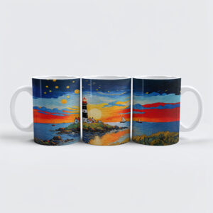 raxxa Premium-Tasse: Scenic Lighthouse by the Stormy Sea