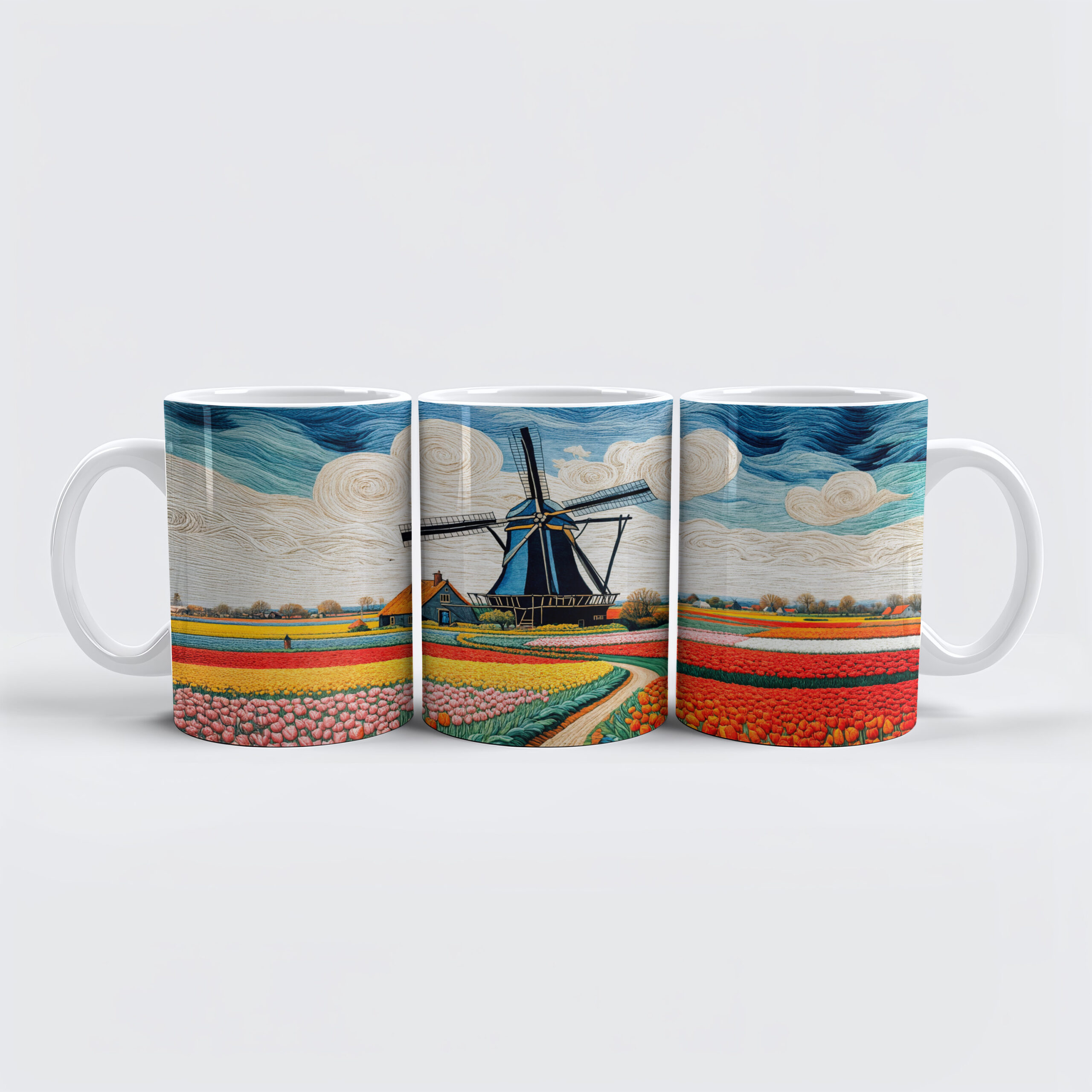 raxxa Premium-Tasse: Historic Windmill in Blooming Countryside