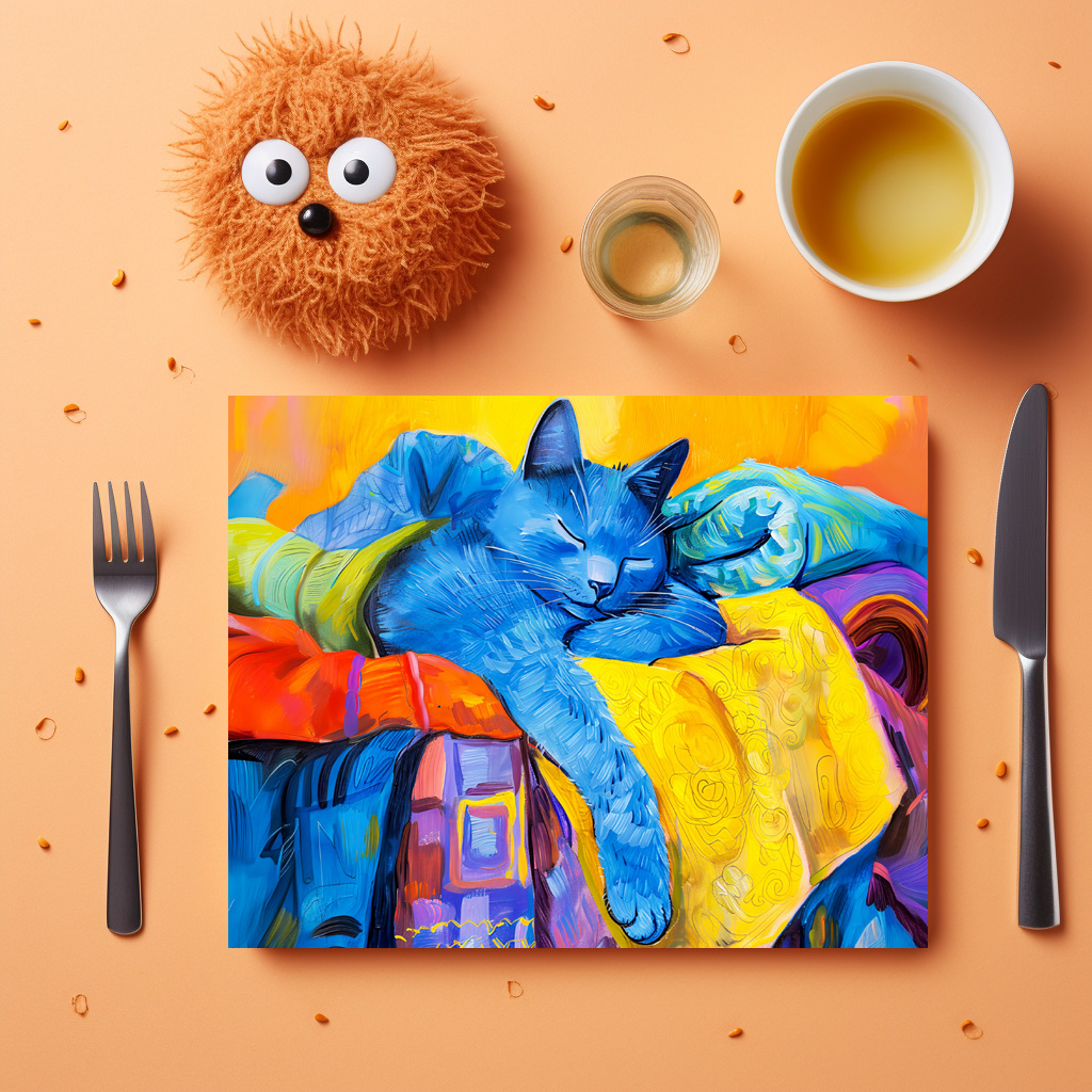 raxxa Premium-Tischset: Cartoon Cozy Cat in Armchair - Imagen 2