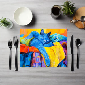 raxxa Premium-Tischset: Cartoon Cozy Cat in Armchair