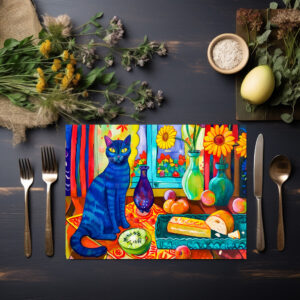 raxxa Premium-Tischset: Cat on Kitchen Table by Window