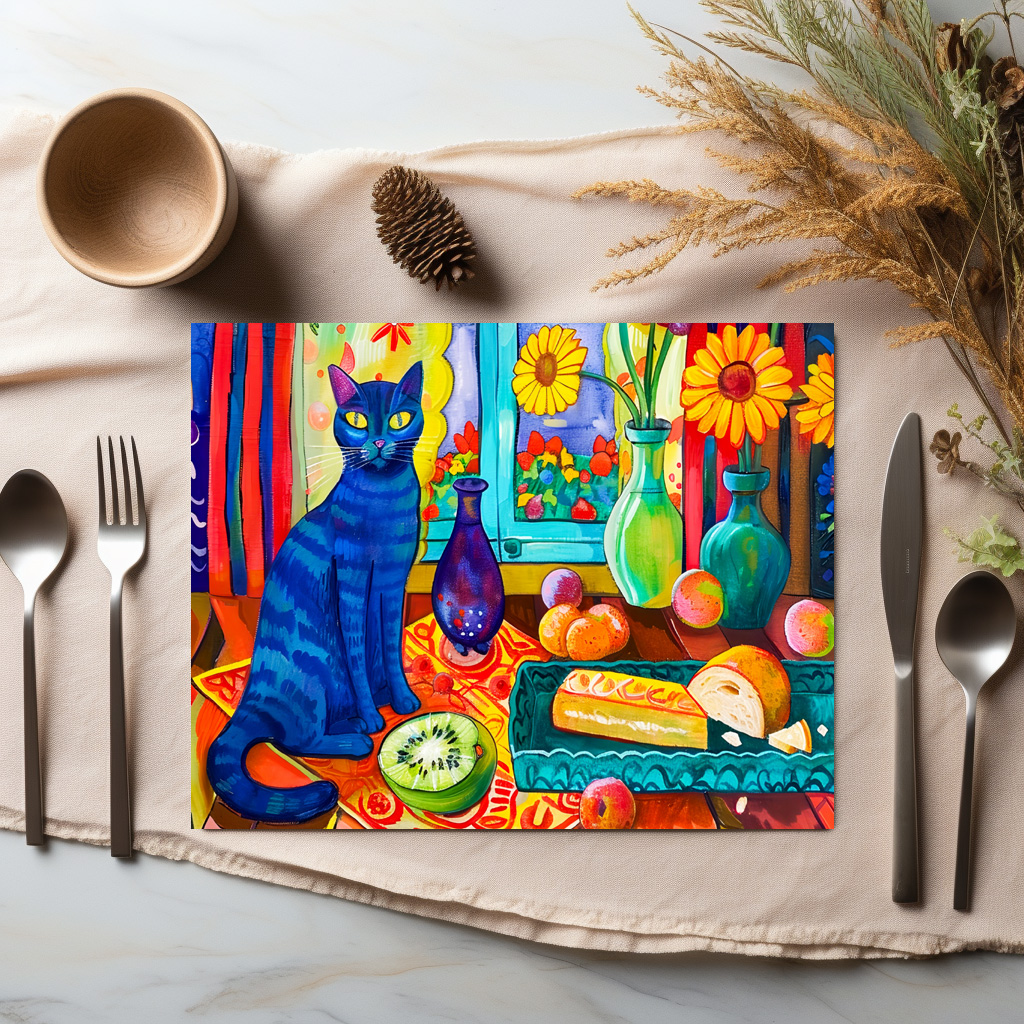 raxxa Premium-Tischset: Cat on Kitchen Table by Window - Image 2