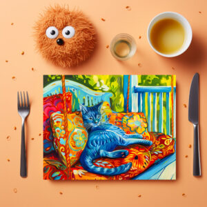 raxxa Premium-Tischset: Cat is Grooming on Swing