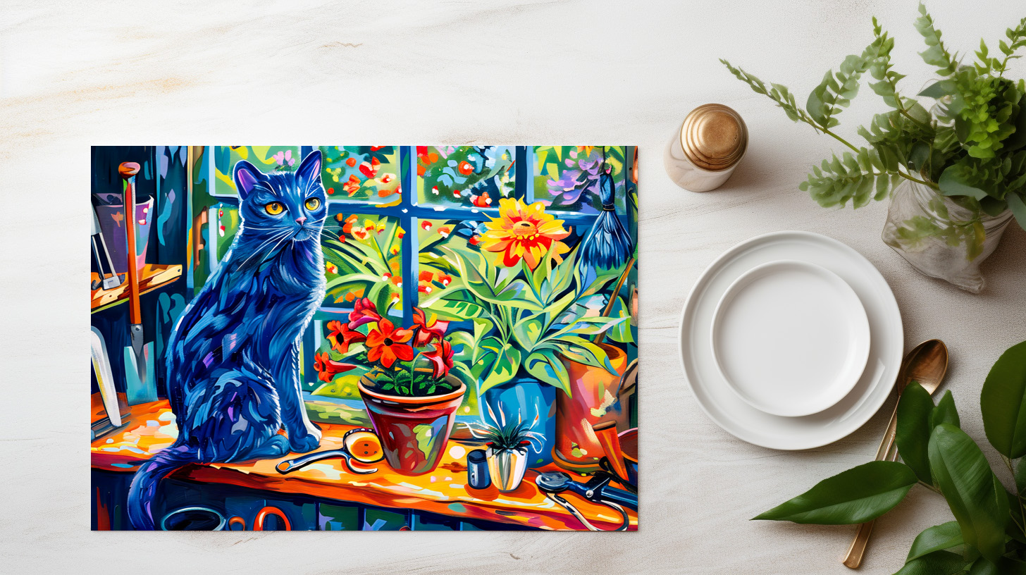 raxxa Premium-Tischset: Cat sitting on Garden House Windowsill - immagine 2