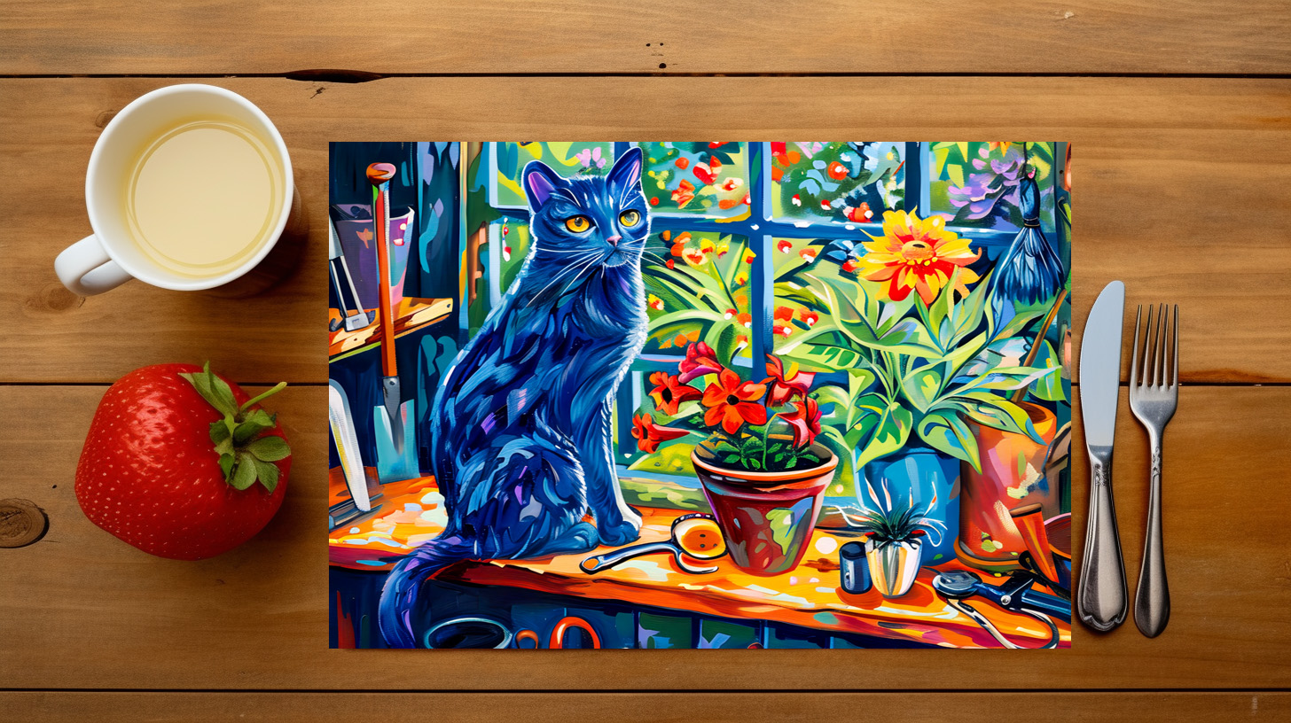 raxxa Premium-Tischset: Cat sitting on Garden House Windowsill - immagine 3
