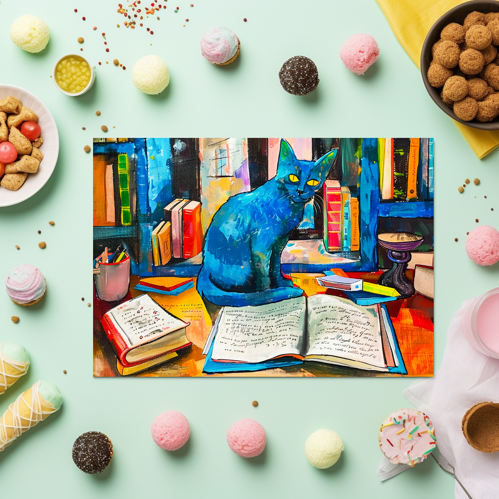 raxxa Premium-Tischset: Cat sitting Among Open Books on table - immagine 3