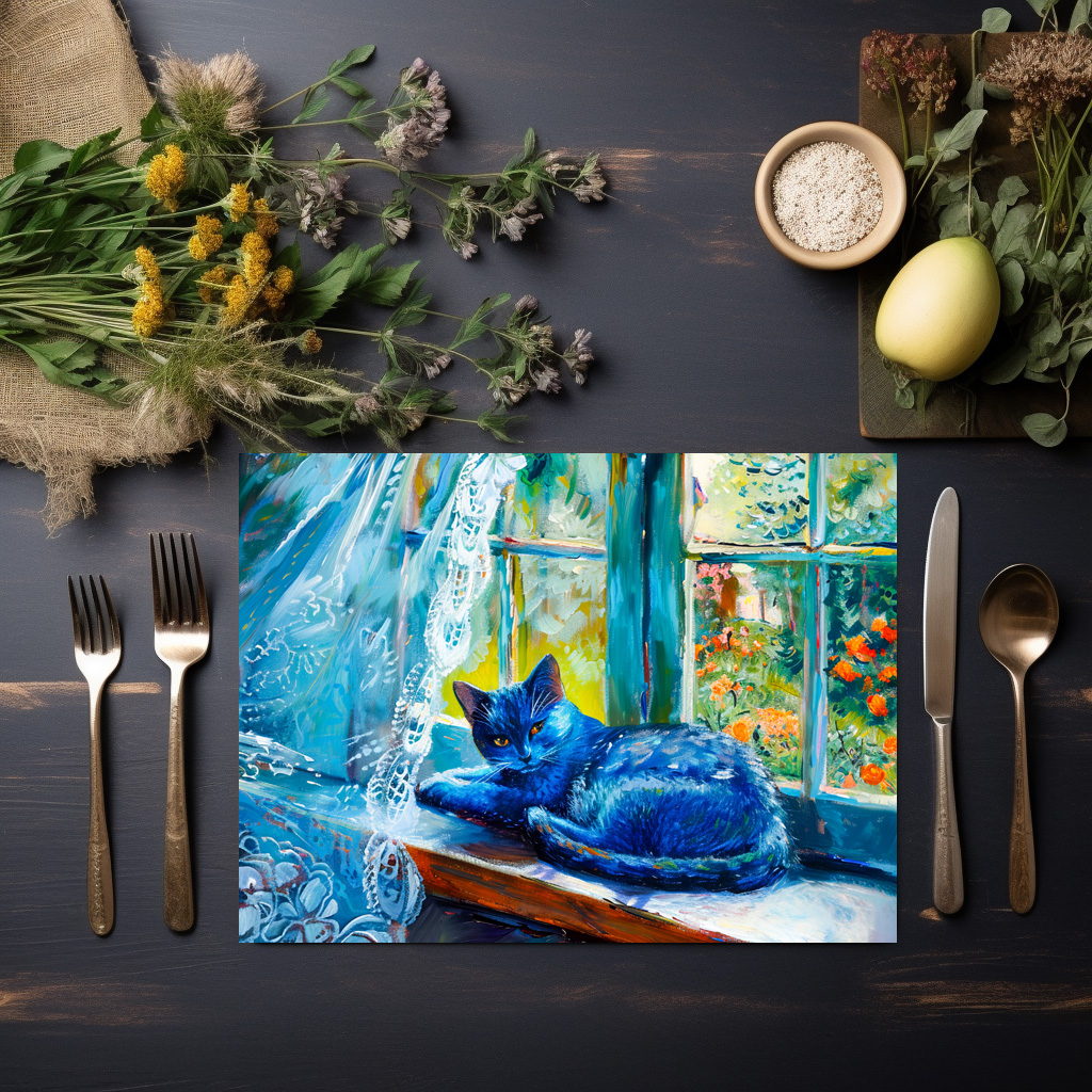 raxxa Premium-Tischset: Cat is Sleeping on Window Ledge