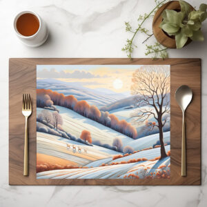 raxxa Premium-Tischset: Pastel Watercolor Sunny Winter Landscape