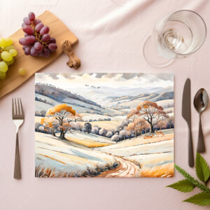 raxxa Premium-Tischset: Pastel Watercolor Sunny Winter Landscape