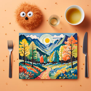 raxxa Premium-Tischset: Mountainous Autumn Landscape with Trail