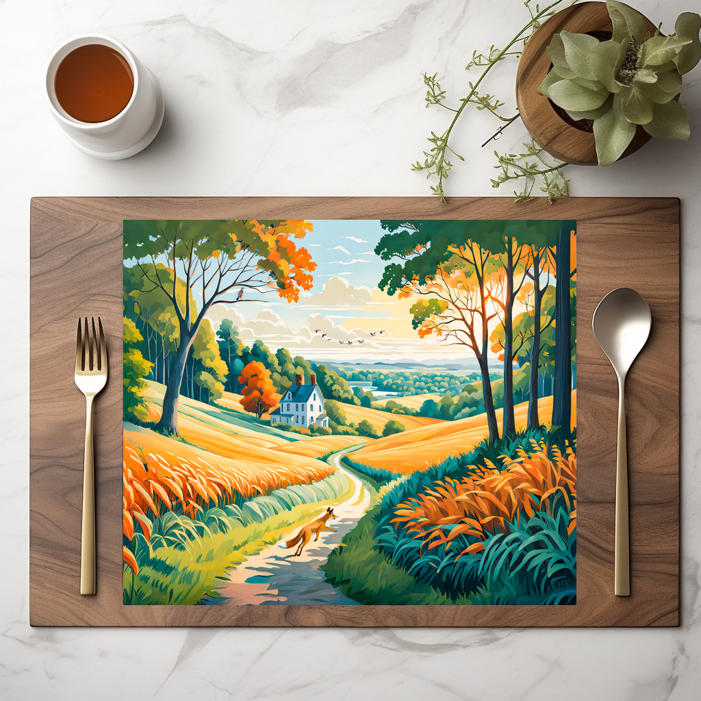 raxxa Premium-Tischset: Fox Running on Field Path in Autumn Farmland – Bild 2